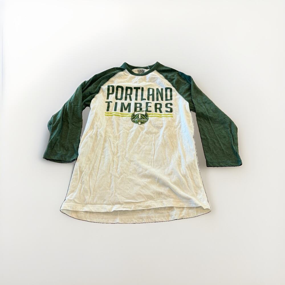 MLS Mens Green White Portland Timbers 3/4 Sleeve Shirt Size S Small